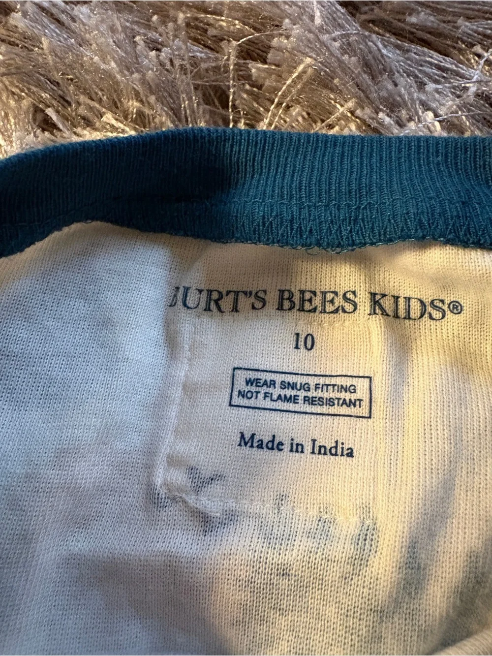 Burt's Bees Kids Mountain & Tree Long Sleeve Pajama Set in Teal Trim size 10